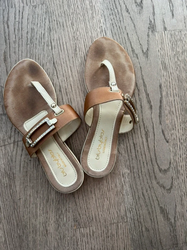 Leather, satin Sandals